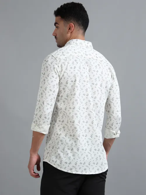 White Cotton Printed Shirt