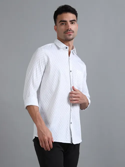 Glacier White Geometric Printed Shirt