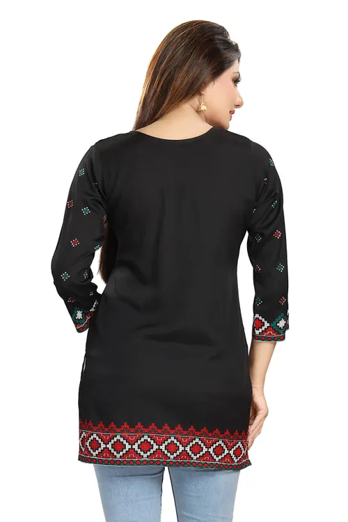 BEAUTIFUL BLUE POLY CREPE SHORT KURTI TUNIC TOP