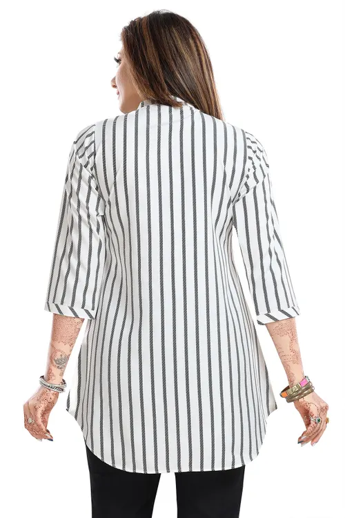 Exquisite White Poly Crepe Short Tunic