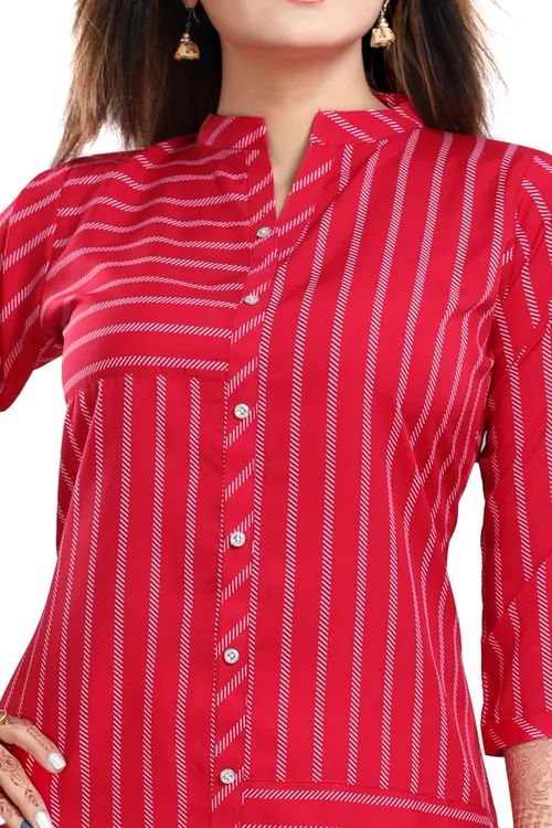 Exquisite Hot Pink Poly Crepe Short Tunic