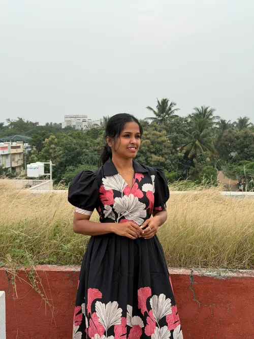 BLACK WITH PEACH FLORAL KURTI