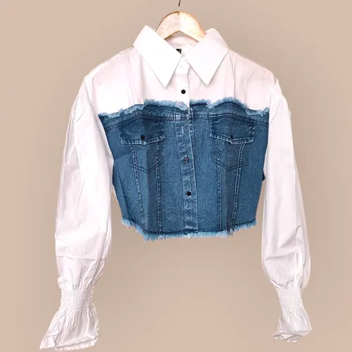 Denim Fusion Drama Tops