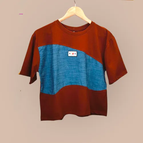 Street Mood Panel Tee – Denim Meets Drama