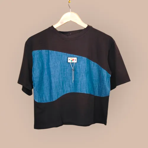 Street Mood Panel Tee – Denim Meets Drama