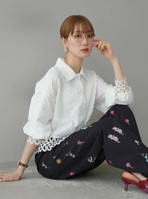 Luxe Textured Shirt with Crochet Trim | Premium Quality