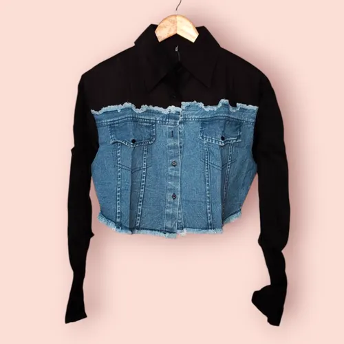 Denim Fusion Drama Tops