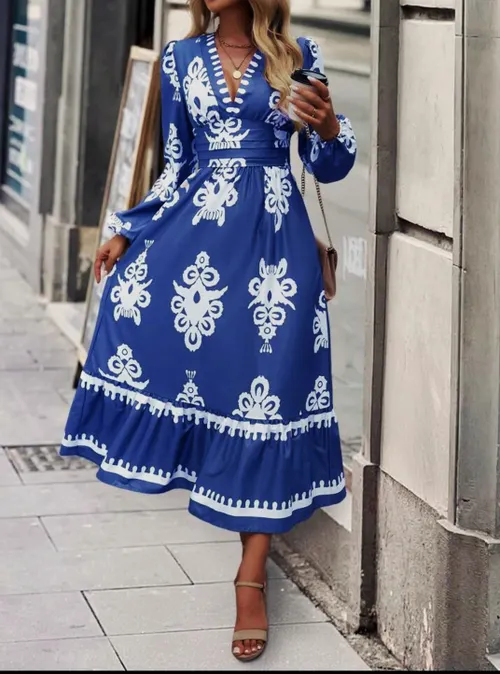 Indie Bloom Maxi Dress – Folk Prints, Flowy Feels