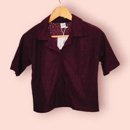 Textured B Velvet Crop Shirt – Classy Semi-Sheer Style | Western Summer Wear