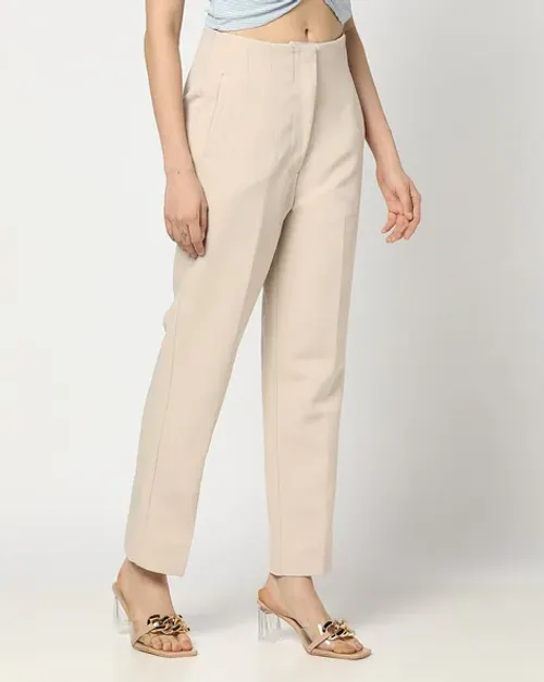 Boss Babe Tapered Trousers – Beige Edition
