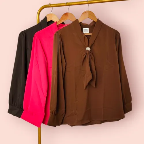 Pearl Knot V-Neck Blouses – Luxe Elegance in Every Hue