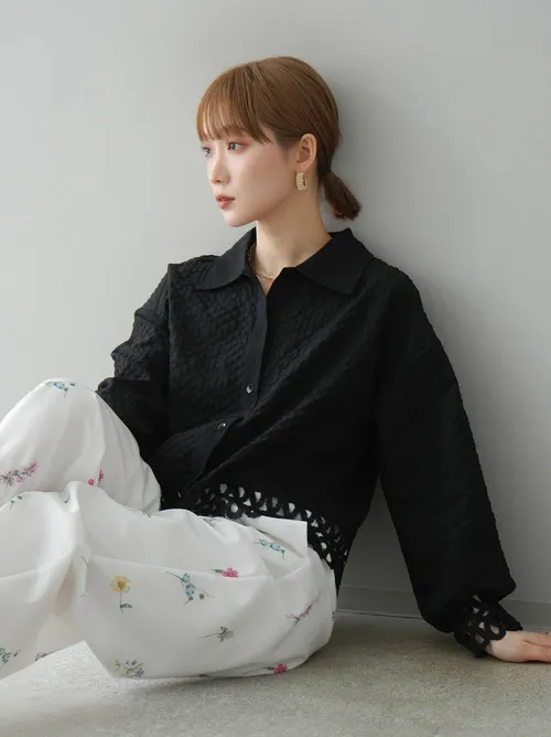 Luxe Textured Shirt with Crochet Trim | Premium Quality