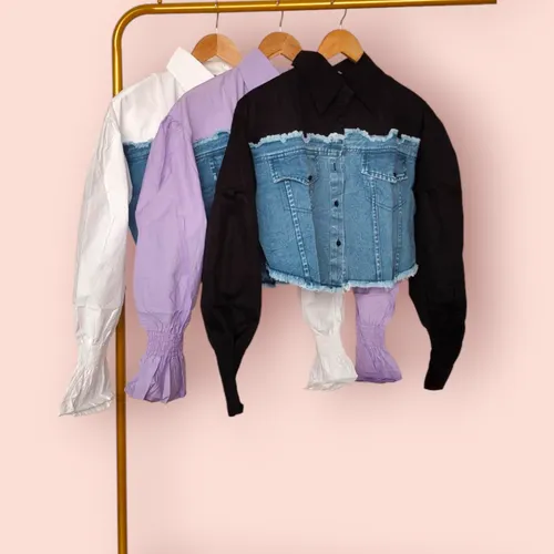 Denim Fusion Drama Tops