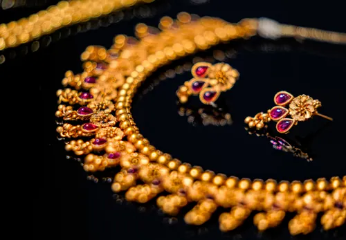Necklace Gold Plated Long Temple Coin Traditional Fashion Jewellery Set For Women and Girls