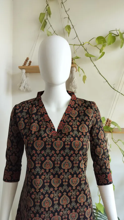 Premium Ajrak Print Cotton Kurti # 1