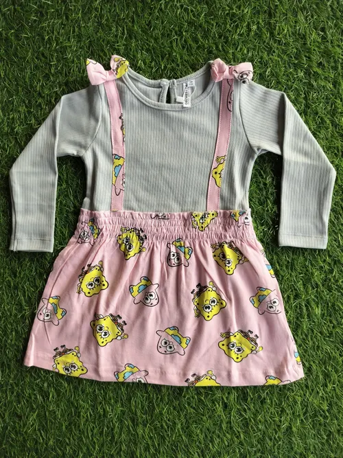 Mint_Pink Cartoon Full Sleeve Frock FFS009