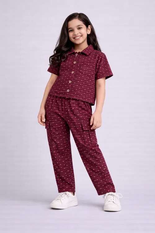 Maroon Collar Coord POLO