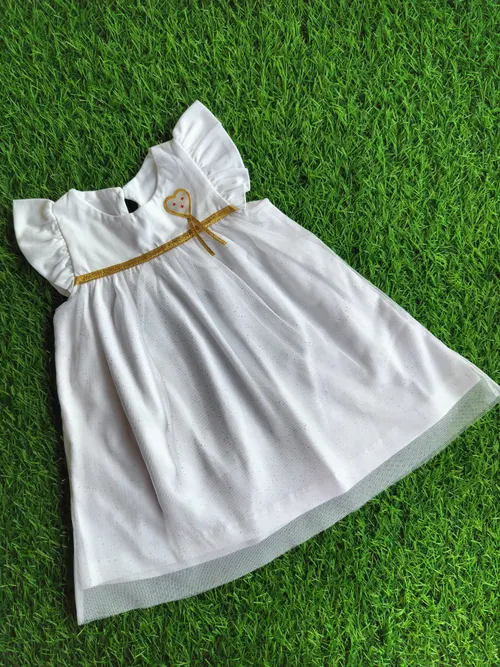 White Gold Polka Fancy Frock