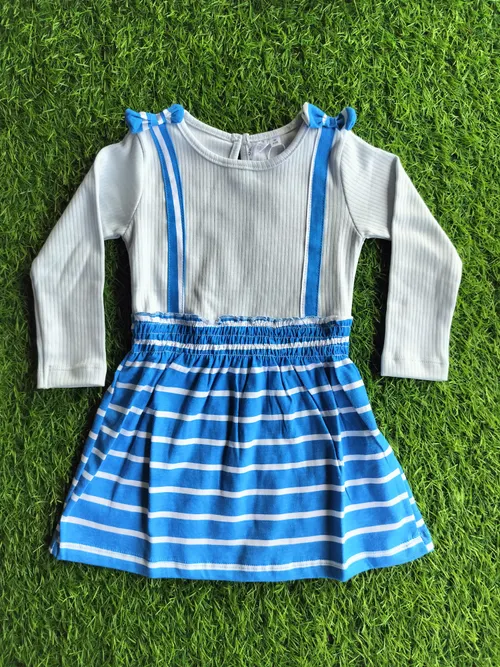 Blue Stripes Full Sleeve Frock FSF005