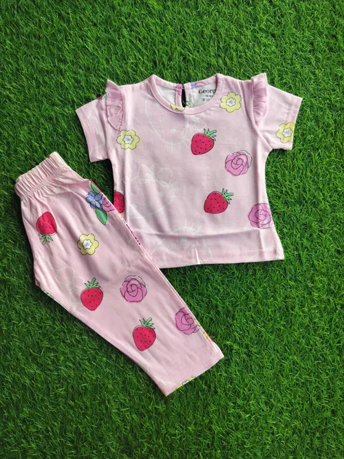 Strawberry_Flower Fancy Sleeve Pant Set PFS002
