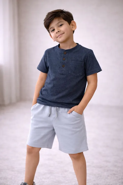 Steel Navy Henley Coord