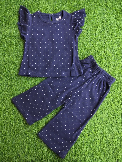 Navy Dots Frill Set