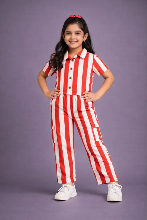 Scarlet Stripe Collar Coord POLO