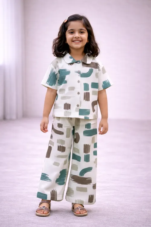 Abstract print Collar Coord POLO