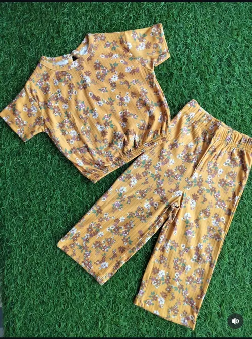 Mustard Crop Top Set