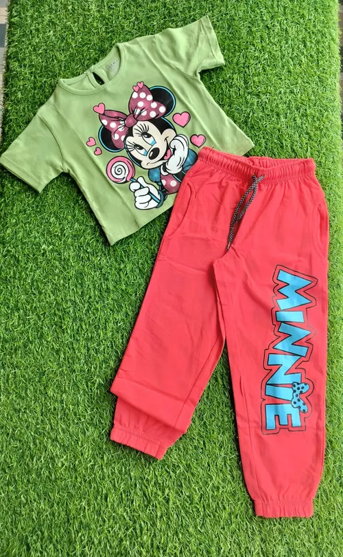 Minnie Green Red Crop Top Jogger Set BCR004