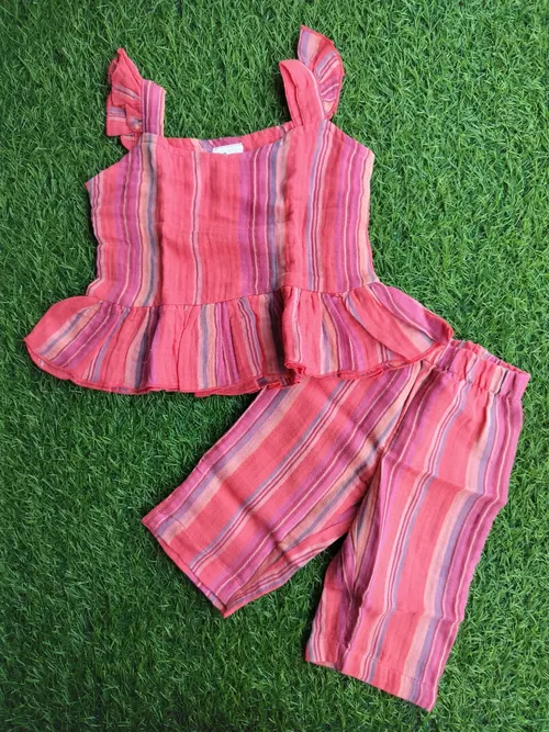 Coral Stripe Co-ord Set ELT001