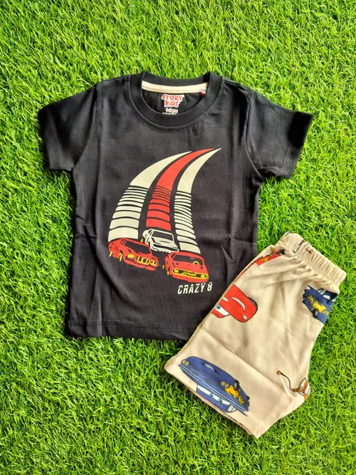 Black Car Shorts Set BS014