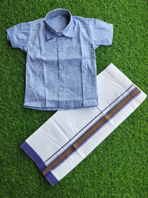 Mini Blue Dhoti Set