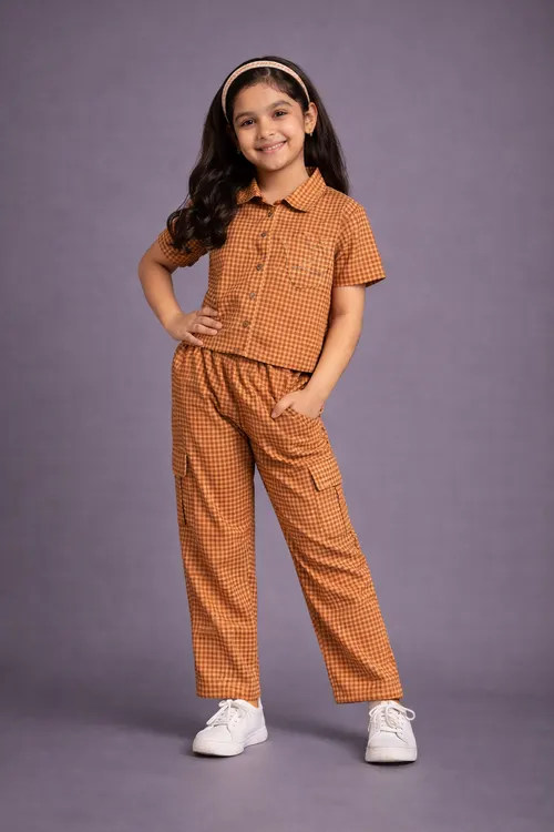 Caramel Checks Collar Coord POLO