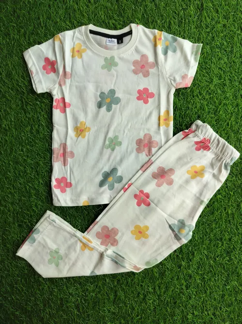 Cream Floral Pant Set U3P003