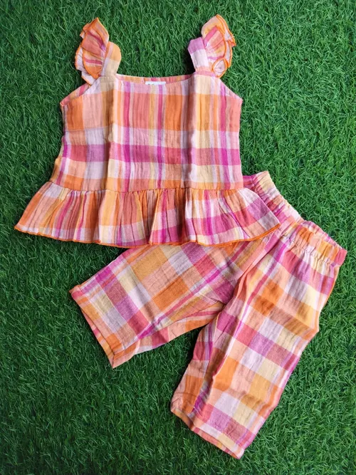 Peach Checks Co-ord Set ELT003