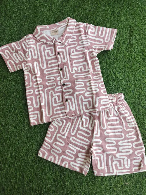 Blush Geometry Premium Shorts Set