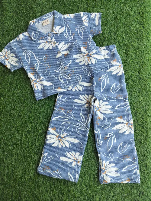 Denim Floral Collar Coord POLO