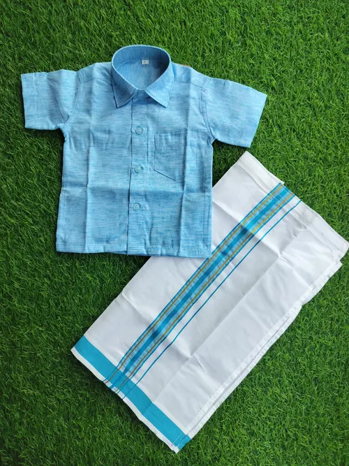 Sky Little Dhoti Set