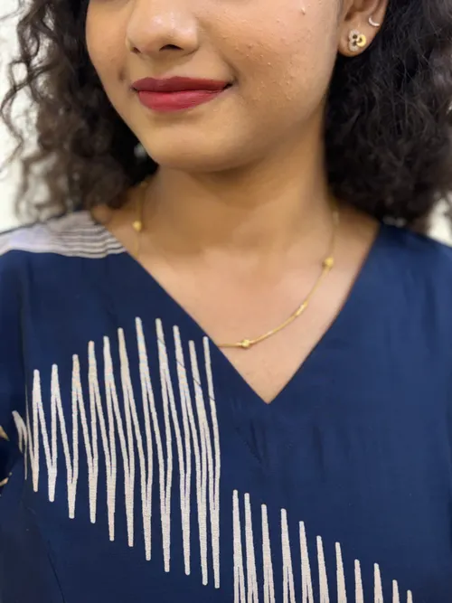 Muslin A line Kurti Deep Blue