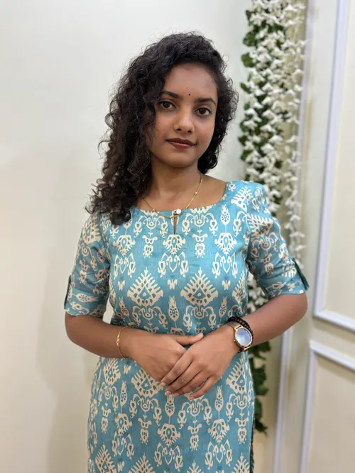 Ice Blue Muslin Kurti