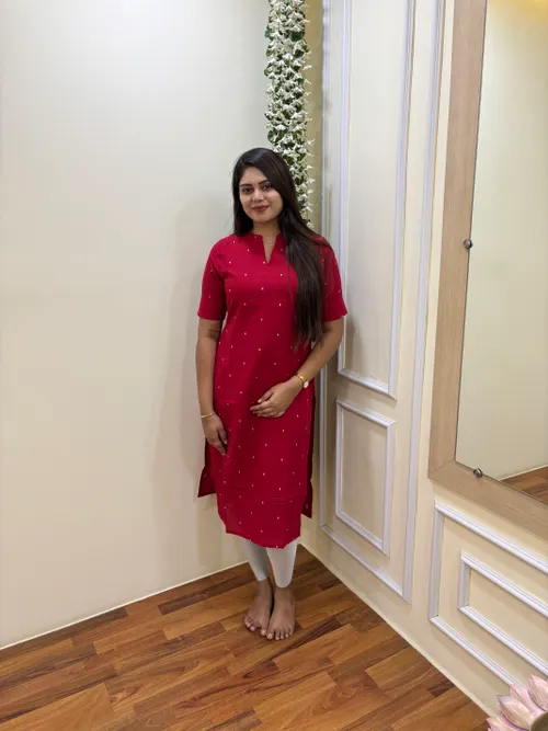 Red Handloom Cotton Kurti