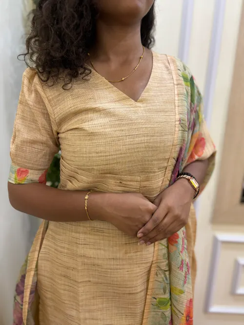Khadi Floral Print Kurti with Dupatta