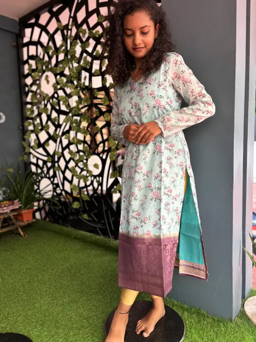 Banarasi Kurti with Border Blue