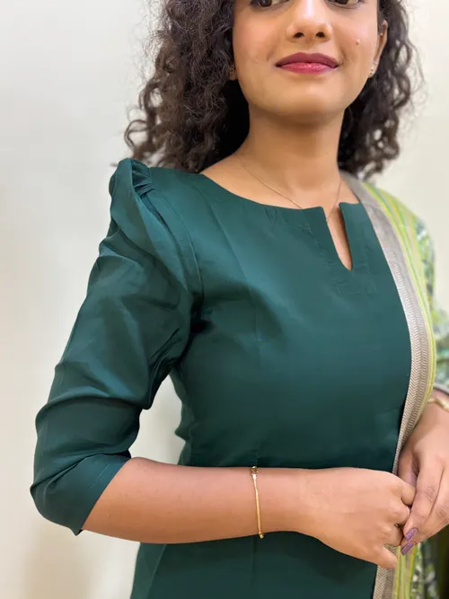 Muslin Green Kurti With Kalamkari Dupatta
