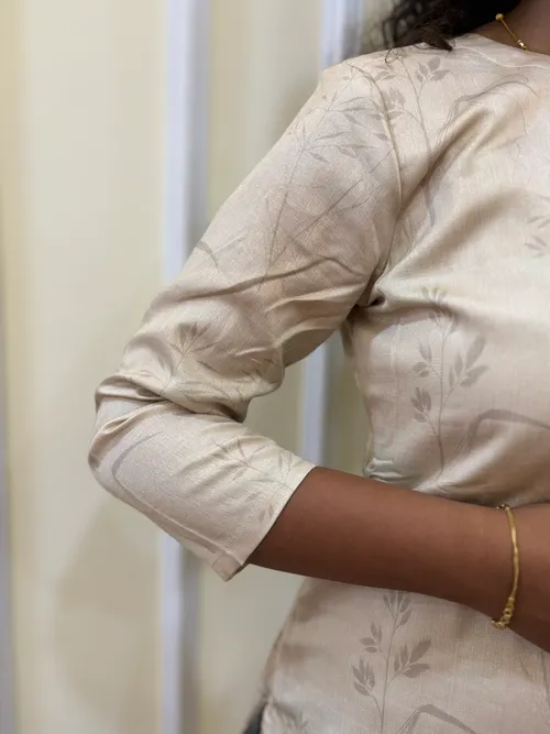 Beige Muslin Kurti with Self Design