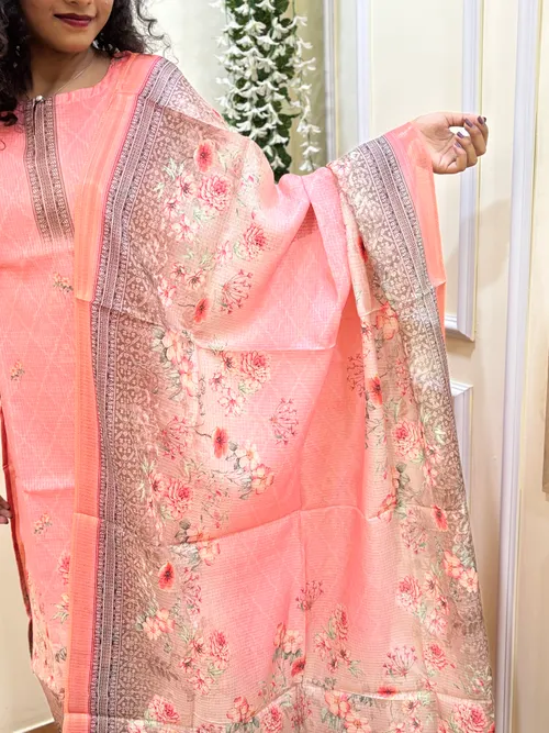 Kota Kurti with Dupatta - Peach