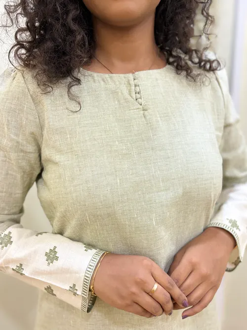 Pastel green Handloom Cotton Kurti