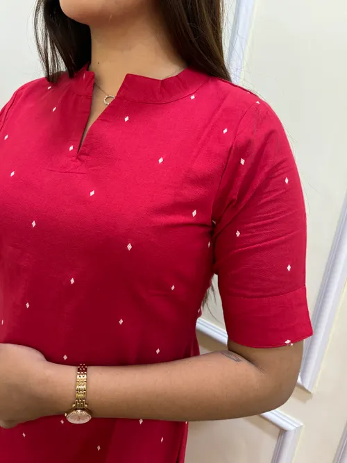 Red Handloom Cotton Kurti