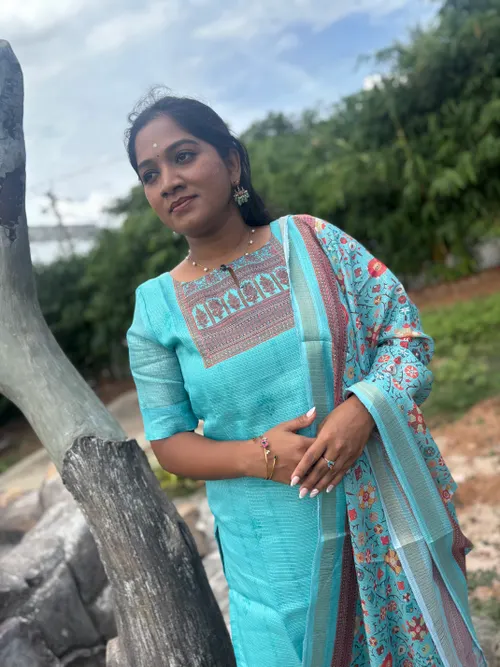 "AQUA" Kota Kurti with dupatta